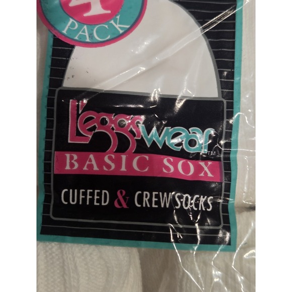 NOS Vtg Leggs Wear Basic Sox 2 Cuffed & 2 Crew Socks One Size 4 Pair Total USA - Picture 5 of 11